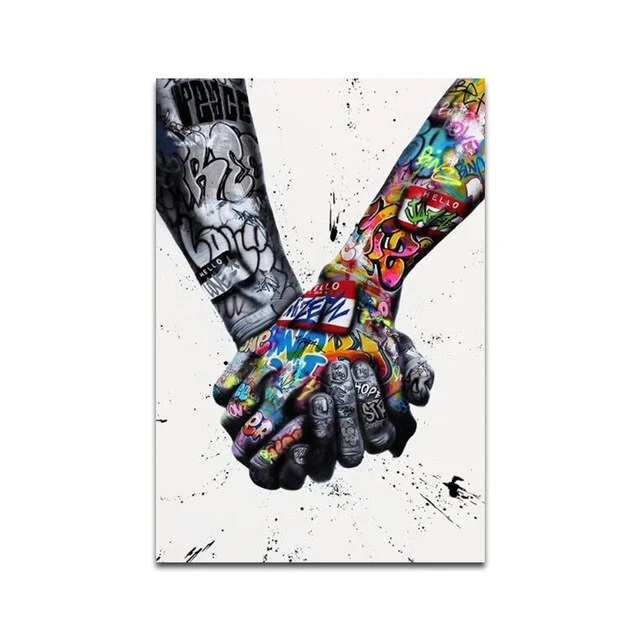 Boxing Gloves Street Graffiti Art Canvas Painting Posters and Prints Wall Art Pictures for Home Decor (No Frame)