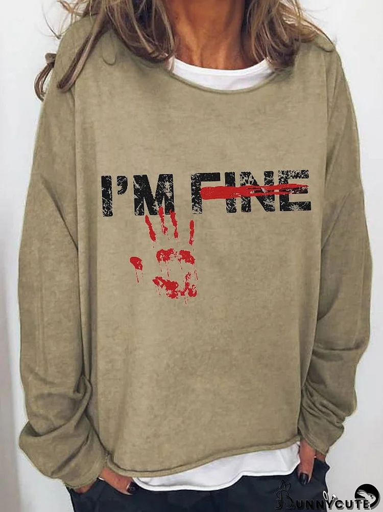 Women's Halloween Funny I'M FINE Bloodstained Long Sleeve T-Shirt