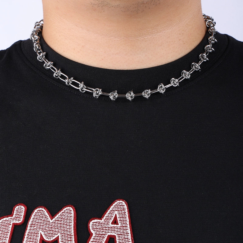 1 Men's Fashion Casual Silver Stainless Steel Knot Chain