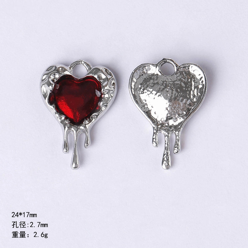 20 PCS/Package 22 * 9mm Alloy Cherry Heart Shape Rose Pendant Jewelry Accessories