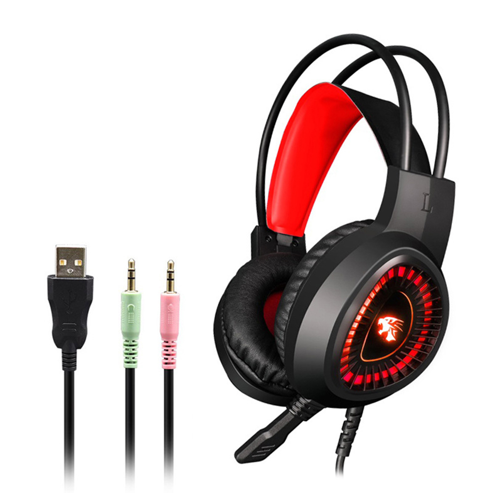 

V1000 7.1 Channel 3.5mm USB Wired Headphone CF LOL Lighting Gaming Headset, Red, 501 Original