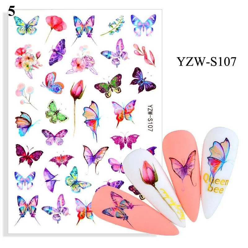1 Sheet Human Face Nail Stickers And Decals 2021 Nail Art Decorations Set Geometric Pattern Dried Flowers Sliders For Nails Art-Nail Inspo