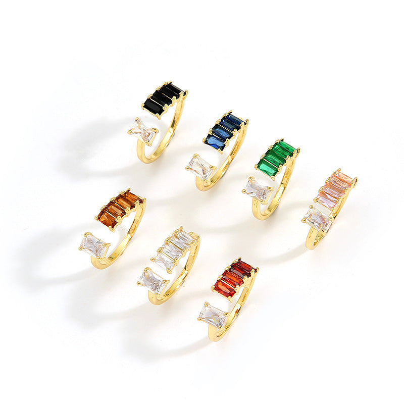 IG Style Women Diamond Metal Geometric Geometric Zircon Rings