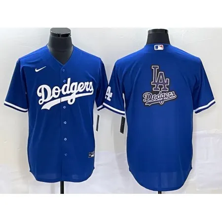 Men's Los Angeles Dodgers Blue Team Big Logo Cool Base Stitched Baseball Jersey 4O67