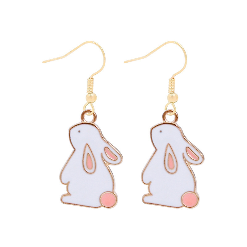 Lovely Bunny Enamel Pendant Earrings wearshes