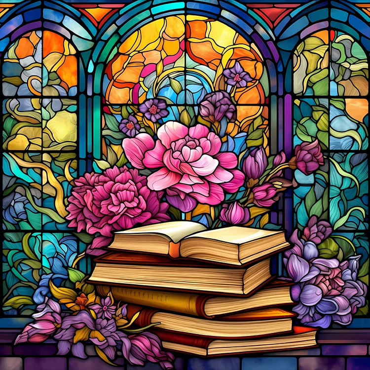 Stained Glass Book Art - Full Round - Diamond Painting (30*30cm)