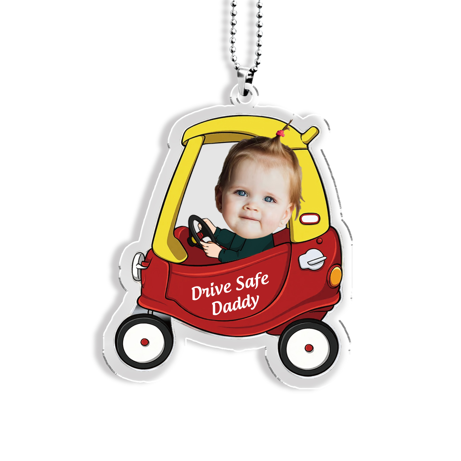Personalised Car Hanging Ornament Custom Photo & Text & Name Keychain Acrylic Pendant Gift for Dad/Mom-Jessemade AU