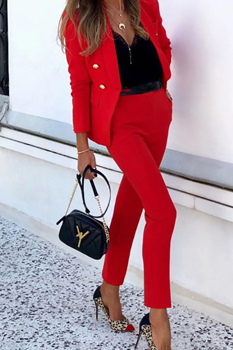 Fashion British Style Solid Patchwork Turn-back Collar Long Sleeve Two Pieces(4 Colors)
