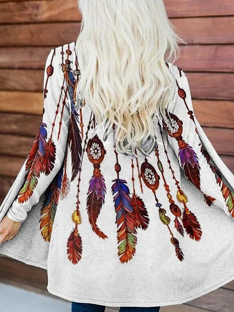 Retro Casual Printed Long Sleeve Cardigan