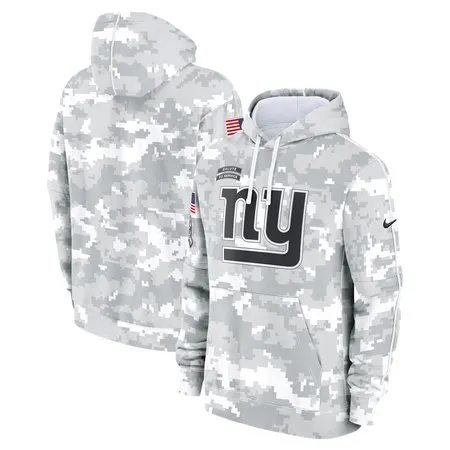 Youth New York Giants  White/Gray 2024 Salute To Service Pullover Hoodie