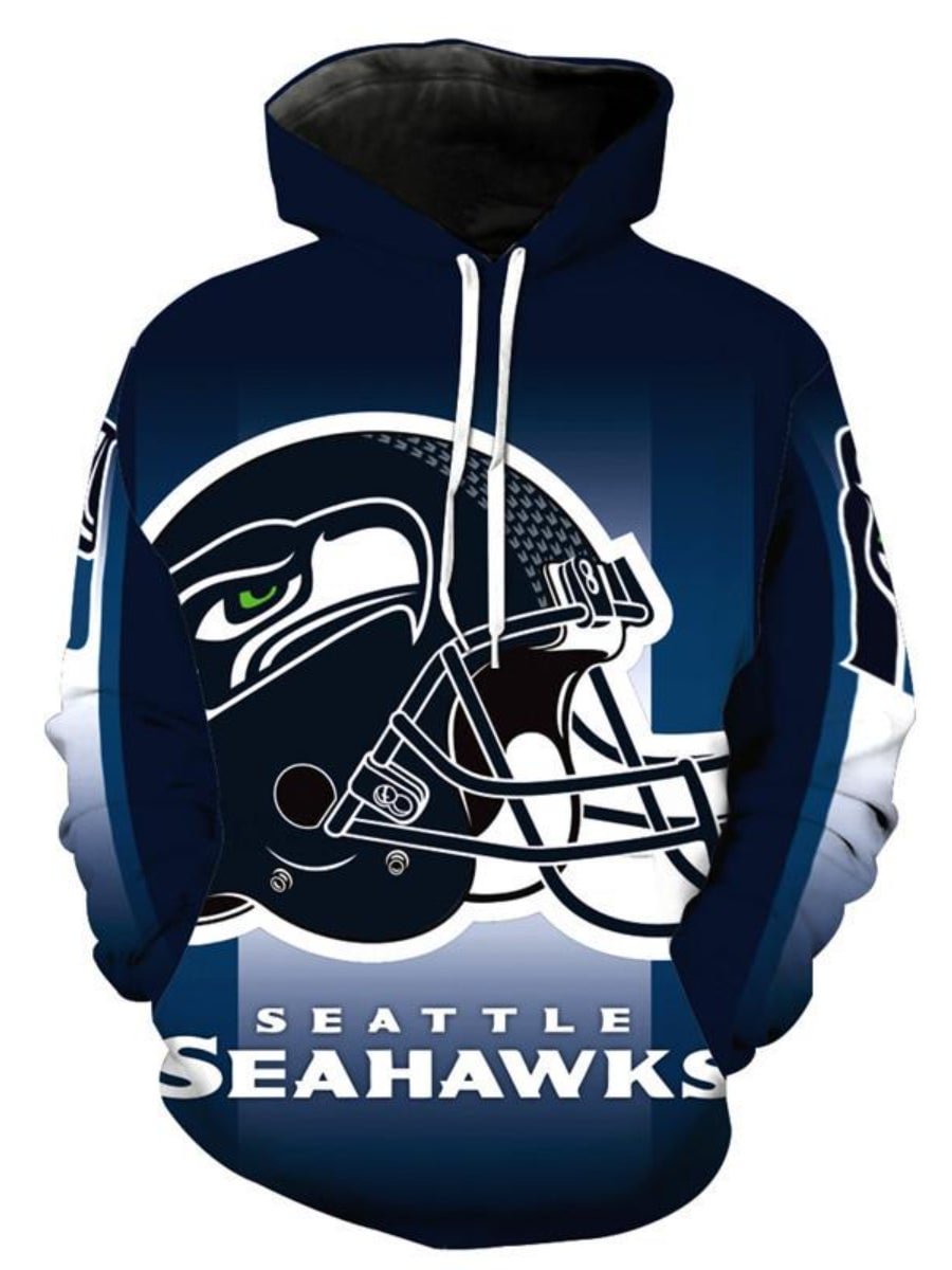 Men Seattle Seahawks Hoodie NFL 3D Floral Hooded Sweatshirt