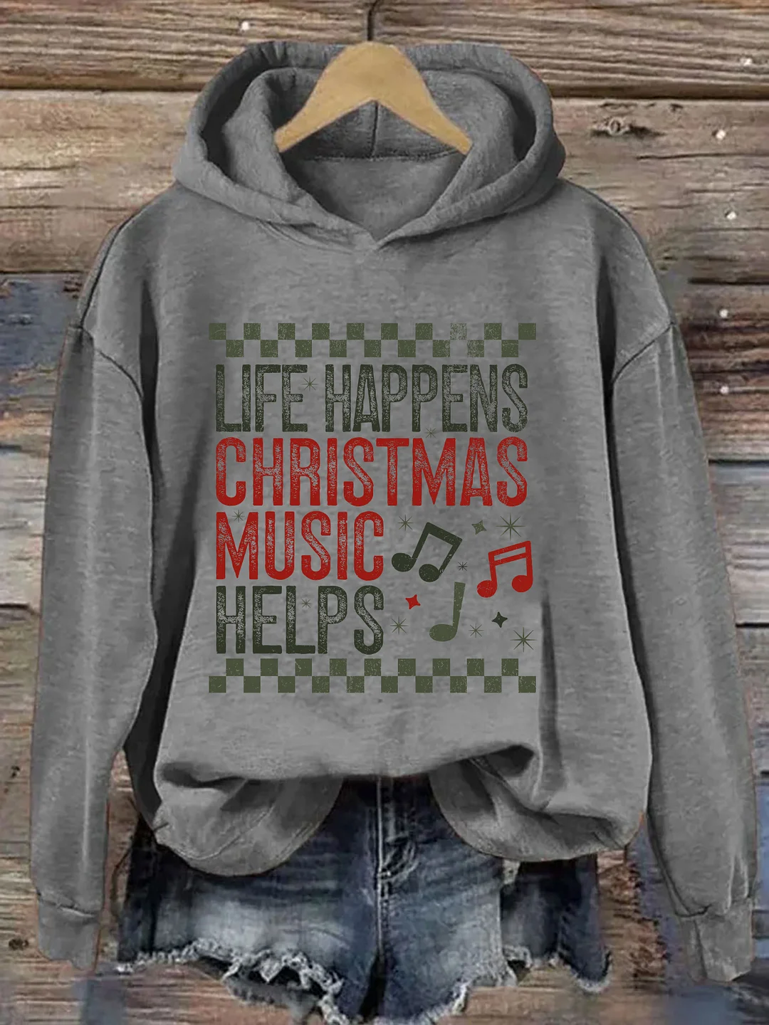 Life Happens Christmas Music Helps Hoodie