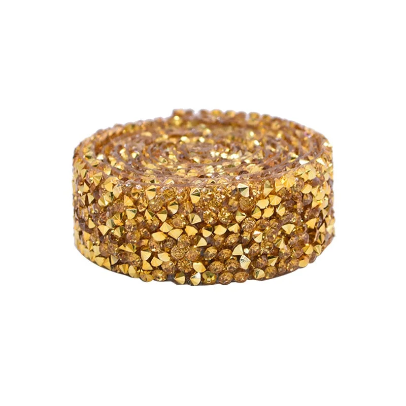 1 Yard Sewing Trim Crystal Motif Strass Hot Fix Rhinestone Tape Applicator Ribbon Applique For Dress Cloth Decor Crafts