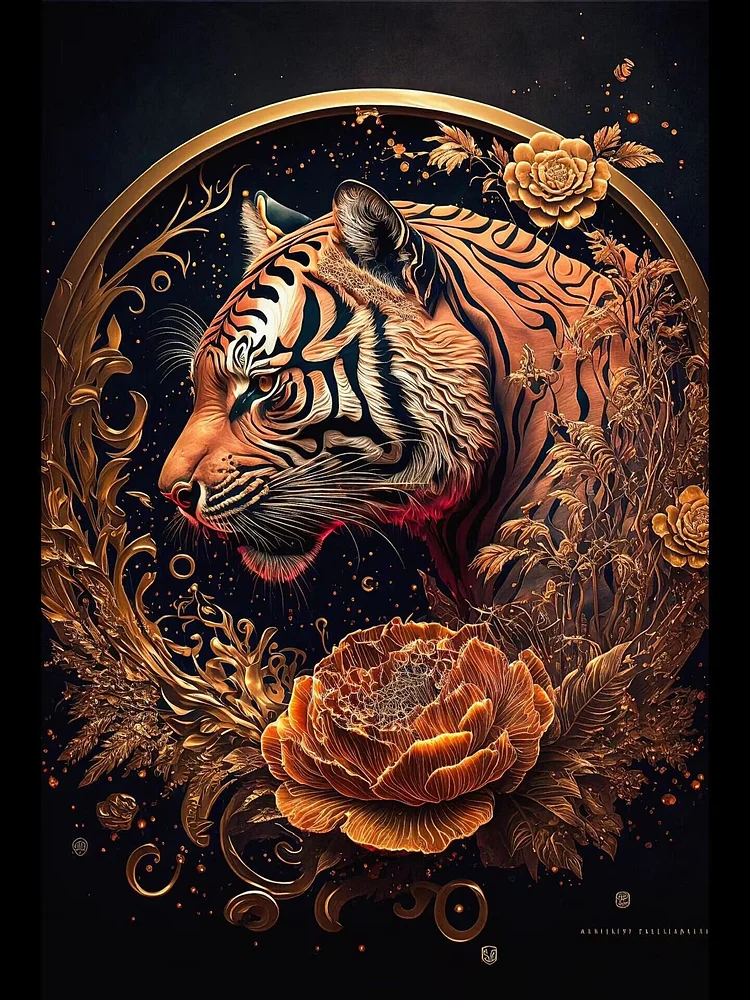 Tiger Animal 40*50CM(Canvas) Full Round Drill Diamond Painting gbfke
