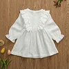 Kid Baby Girl Ruffles Solid  Linen Casual Dresses