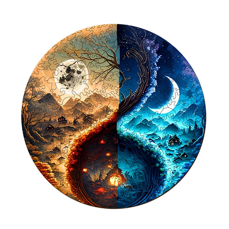 Ericpuzzle™ Ericpuzzle™The light and Darkness Moon Wooden Jigsaw Puzzle