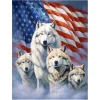 American Flag And Wolf - Full Embroidery 3 Strands 11CT Stamped Cross Stitch - 45*60CM - Large Size