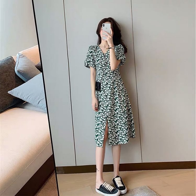 Aesthetic Dress Spring/Summer French Floral Dress Female Dress