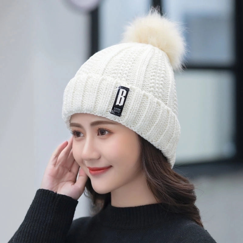Winter Hat Women’s Korean-style Fleece-lined Thick Wool Hat Warm Scarf Mother Women’s Autumn And Winter Knitted Hat Winter