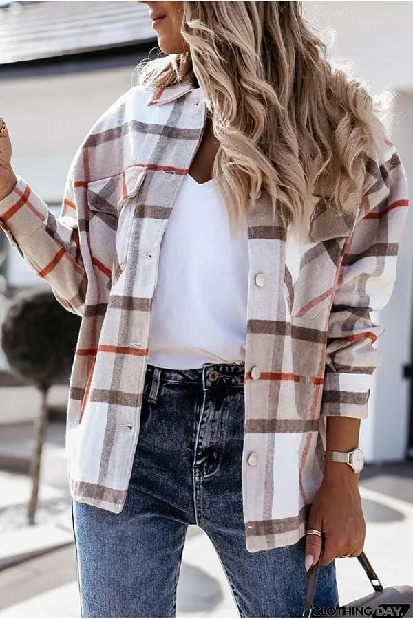 Unstoppable Feeling Plaid Pocketed Relaxed Jacket