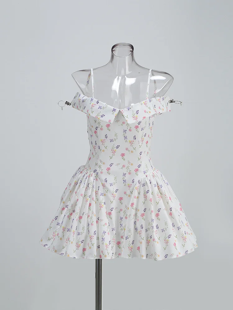 Zingj Summer New Sexy Shoulder Sling Dress Fashion Temperament Print Poneng Skirt Dress Dress Dress Dress Dress Dress