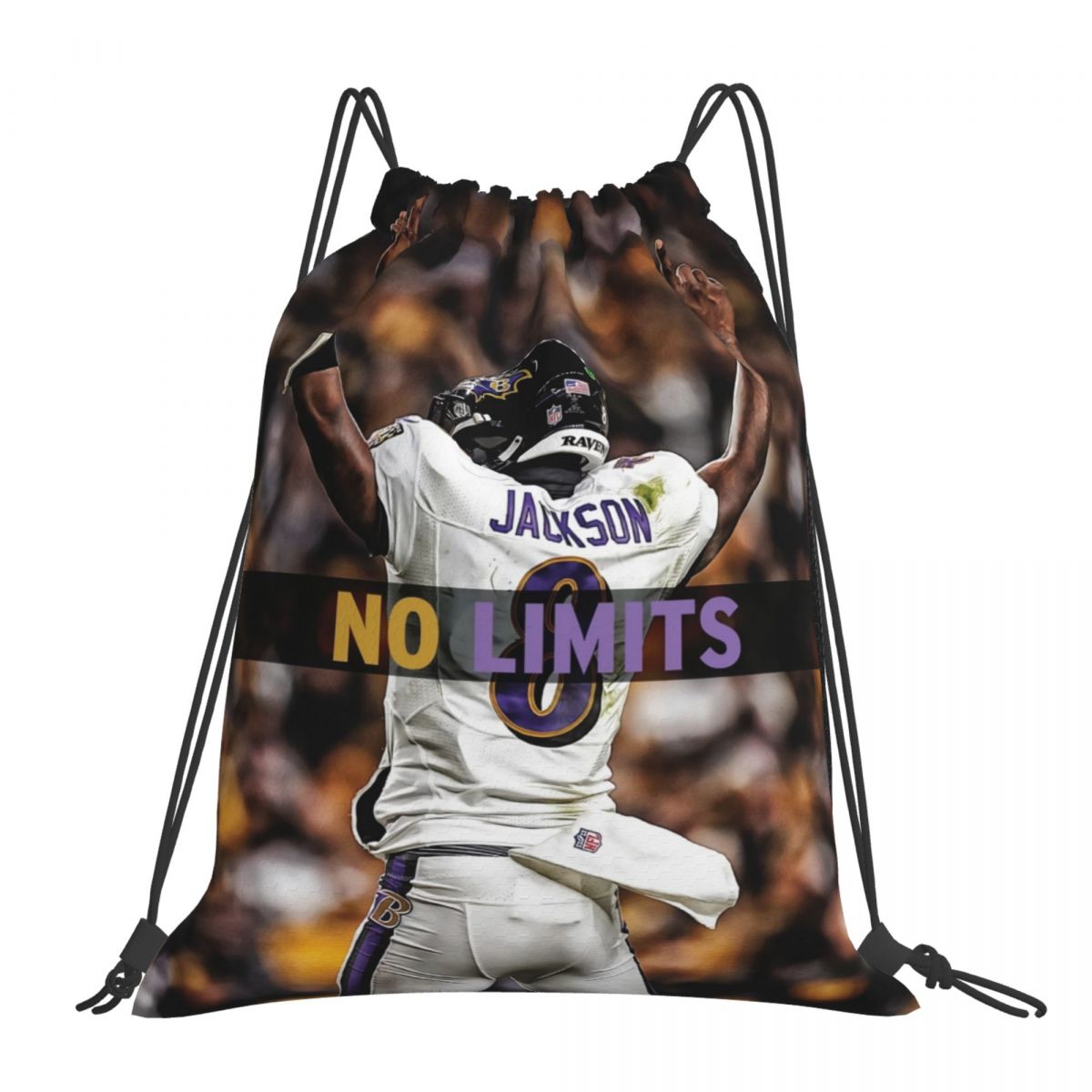 Baltimore Ravens Lamar Jackson Motivational Unisex Drawstring Backpack Bag Travel Sackpack