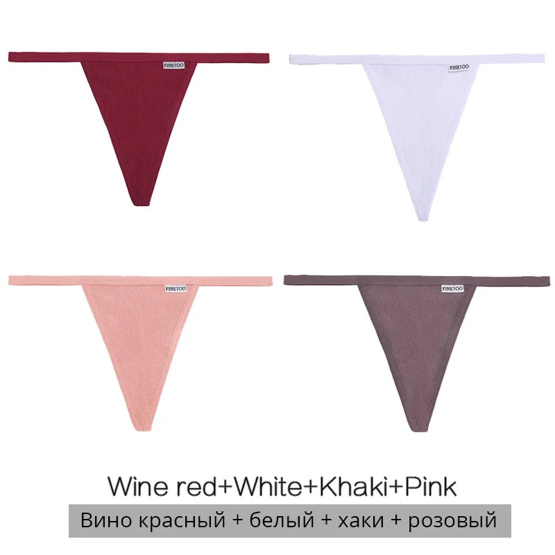 FINETOO 3Pcs/4Pcs Cotton Thongs Women Sexy G-string Panties M-XL Girl Underpants Low-rise T-back Underwear Female Lingerie Panty