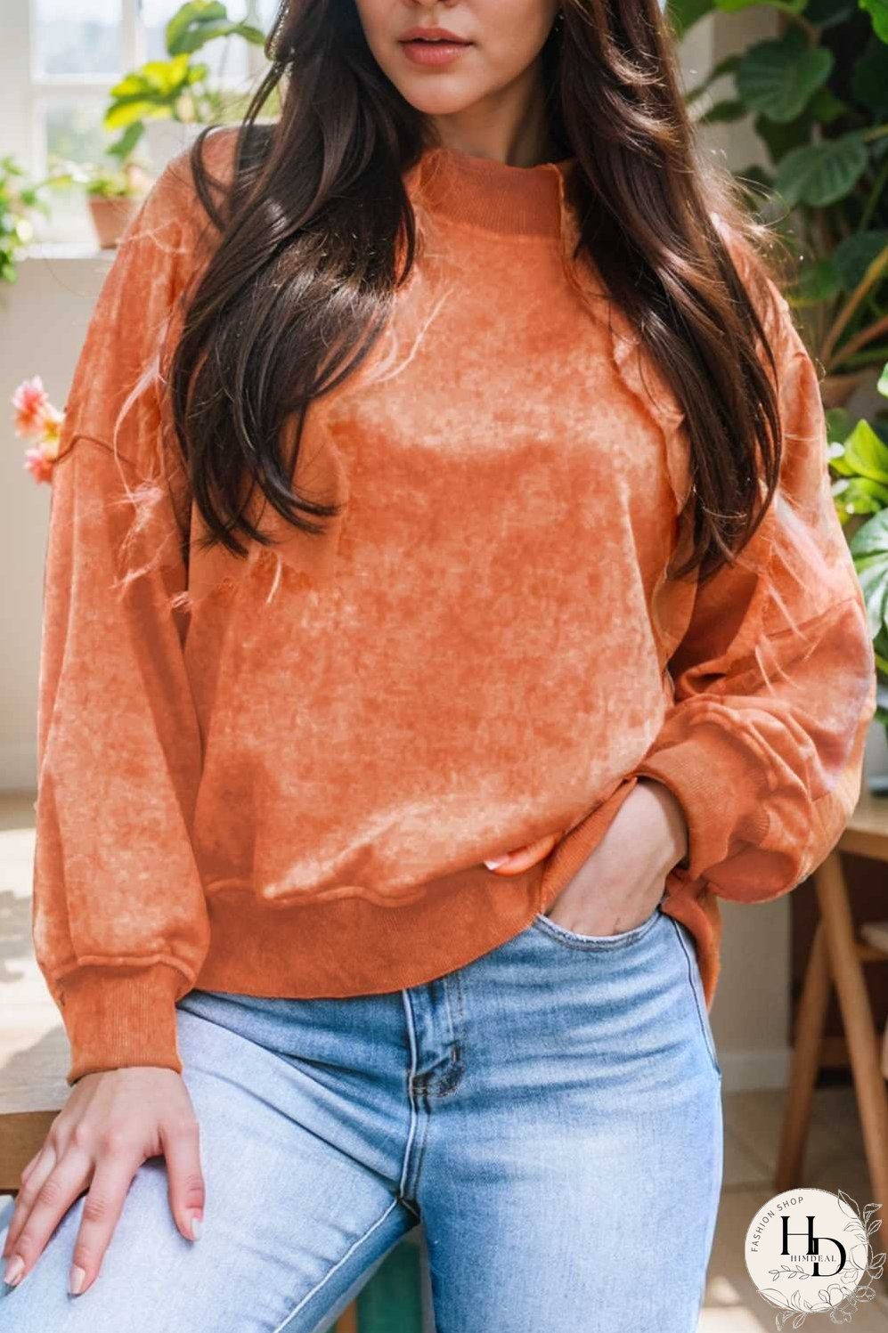 oversized crewneck pullover workout long sleeve hoodie