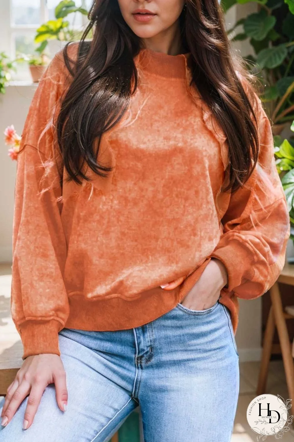 oversized crewneck pullover workout long sleeve hoodie