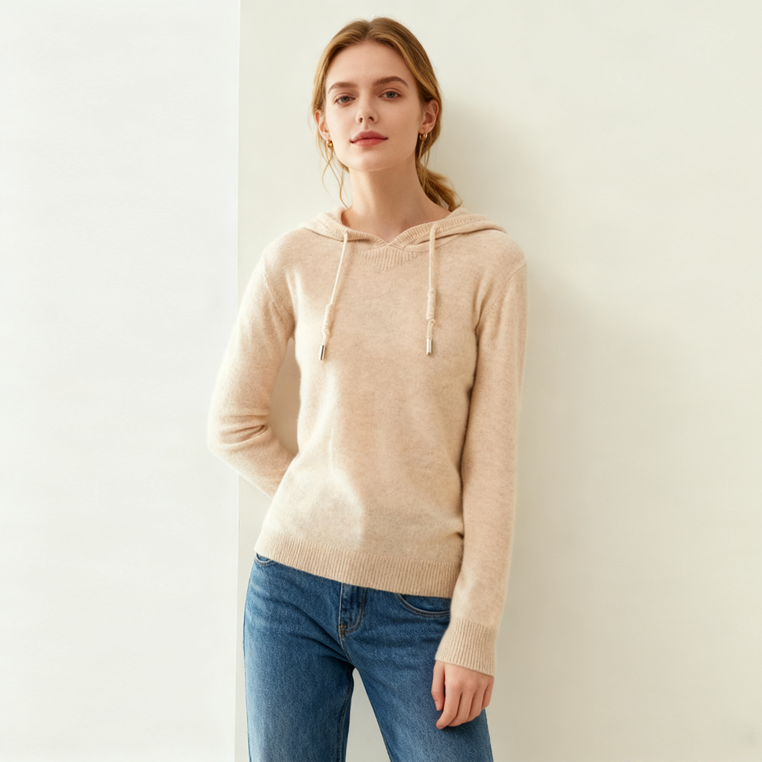 Solid Women's Cashmere Hoodie REAL SILK LIFE