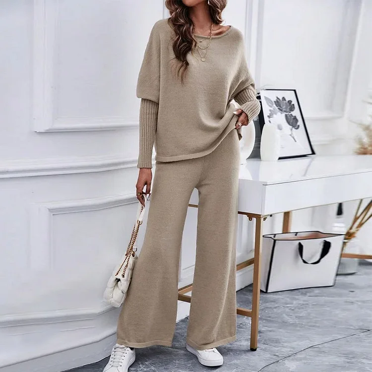 Stylish Plain Long Sleeve Two Piece Set