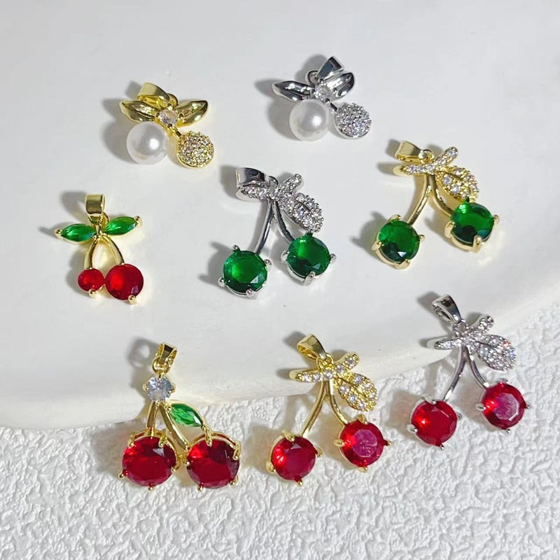 1 Piece Copper Cherry Pendant