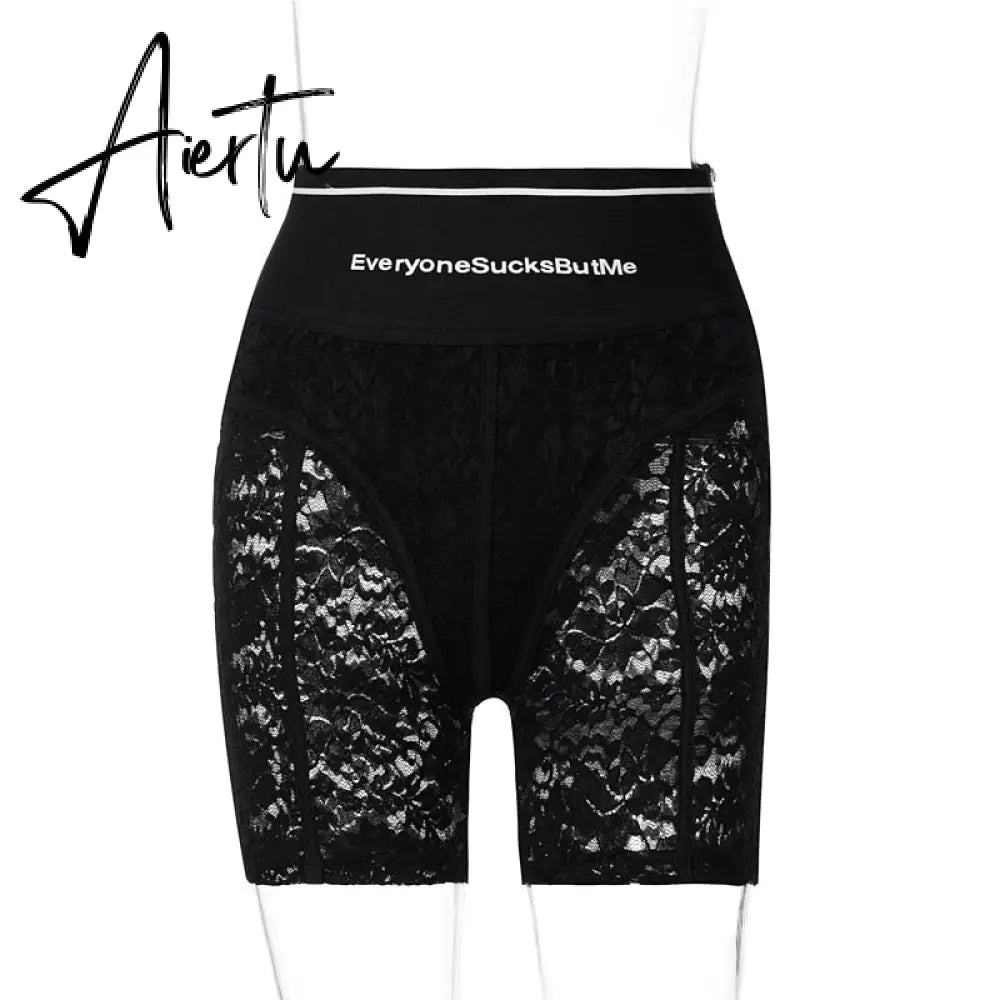 Aiertu  Hugcitar  Solid Lace Zip Up Bodycon Leggings Short Pants Summer Women Sexy Streetwear Tracksuit Aiertu