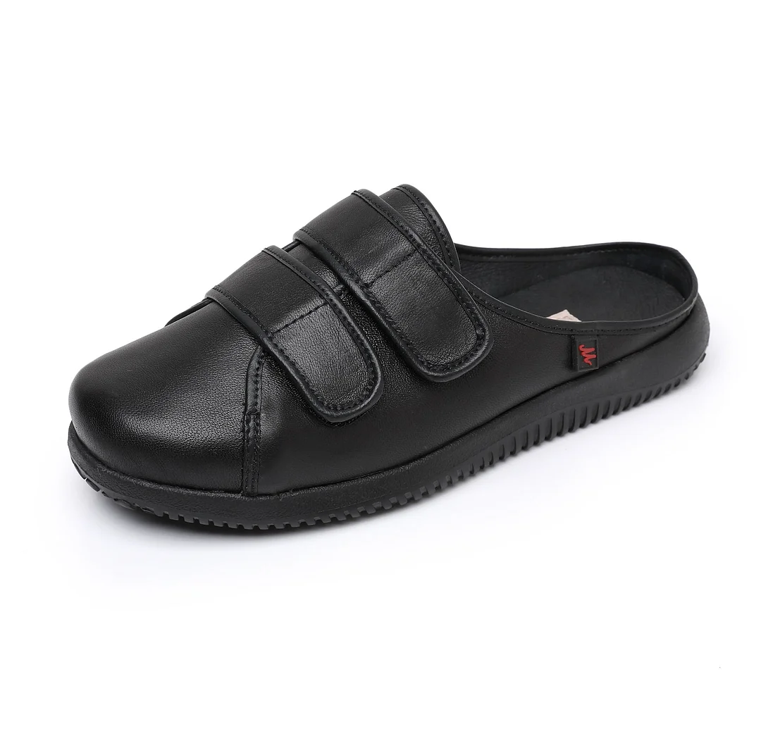Unisex Summer Wide Adjustable Diabetic Leather Sandals Slippers Shoes For Swollen Feet