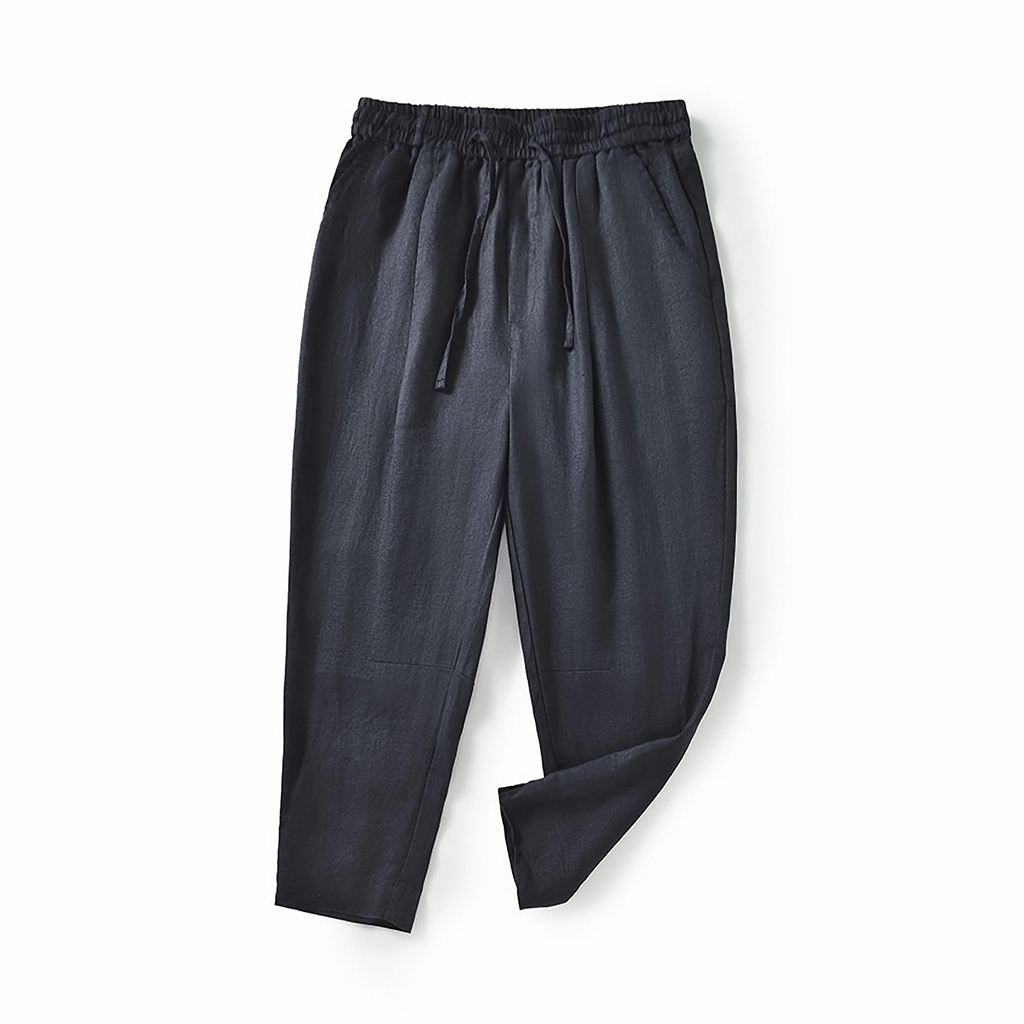 Linen Pants Men 100% Linen Cropped Trousers Breathable Moisture Wicking REAL SILK LIFE