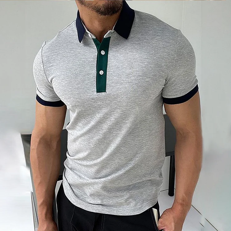 BrosWear Men'S Color Block Versatile Polo Shirt