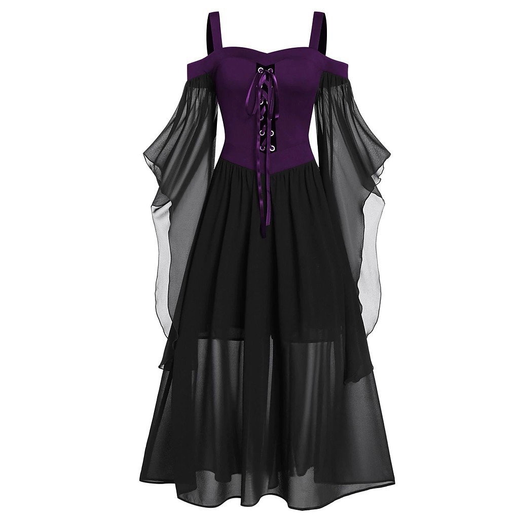 Retro Vintage Punk & Gothic Medieval Dress Masquerade Witches Women's Cosplay Costume Halloween Halloween Party / Evening Dress 2023 - US $32.99 –P6