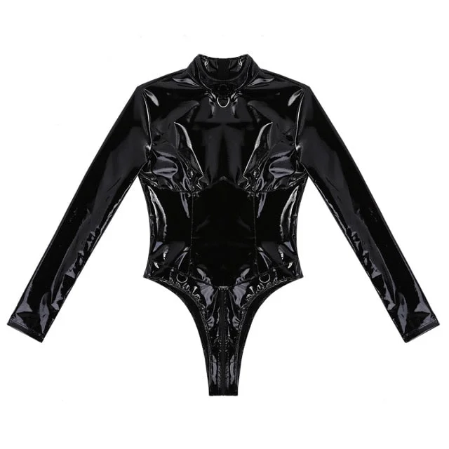 Long Sleeves Double Zipper Leotard Bodysuit