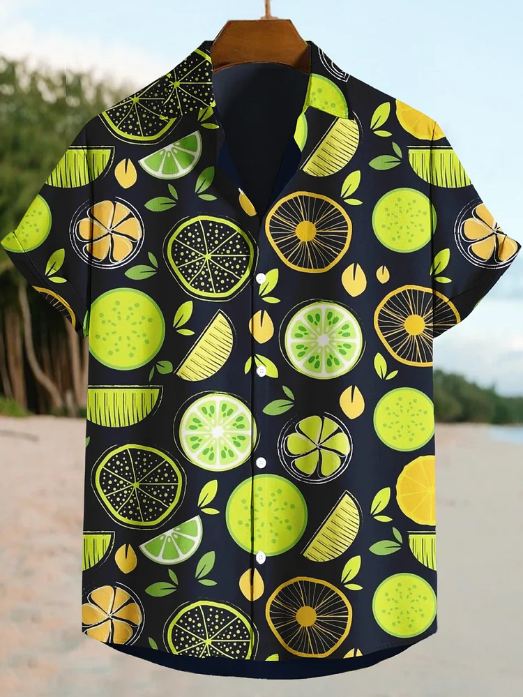 Men's Lemon Slice Vacation Hawaii Art Print Shirt