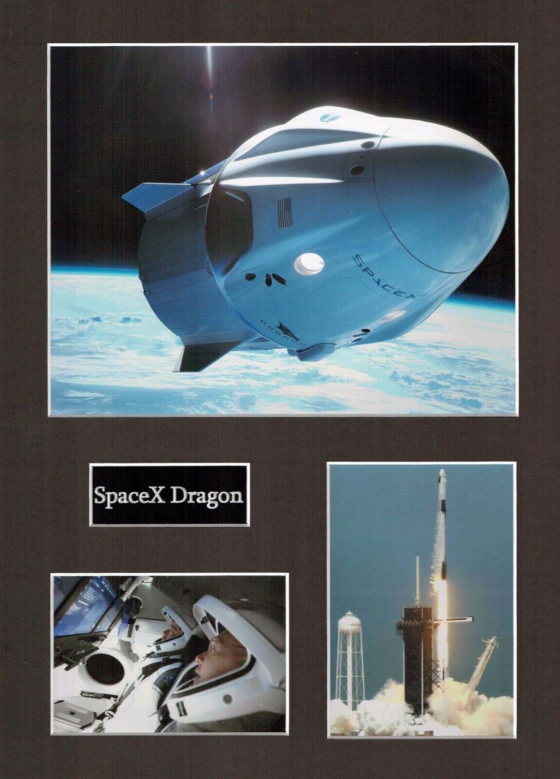 SPACEX Dragon 1 16 x 12 Photo Poster painting Montage Display E, ISS Space EXPLORATION Falcon 9