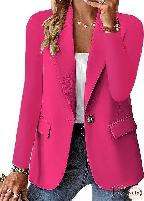 Polyester Autumn Long Sleeve Solid Color Cardigan Small Suit Jacket For Women