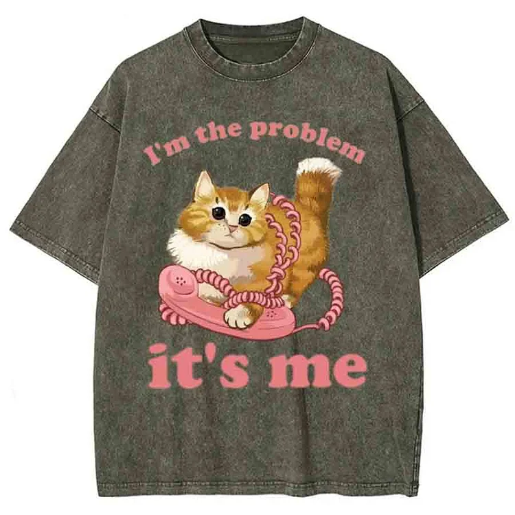Its Me Unisex Printed Retro Washed Short Sleeved T-Shirt