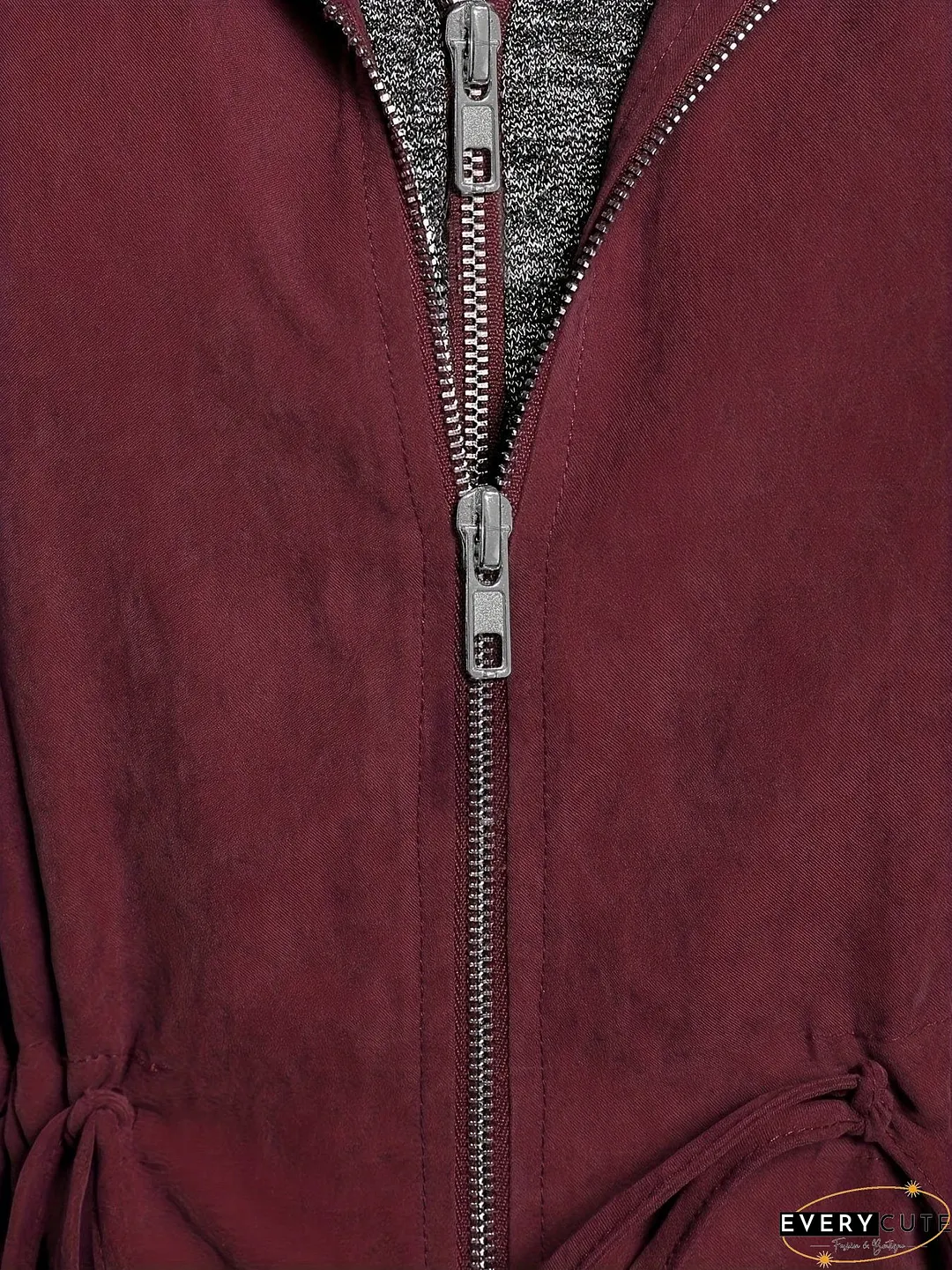 Hooded Zip-Up Coat Plus Size