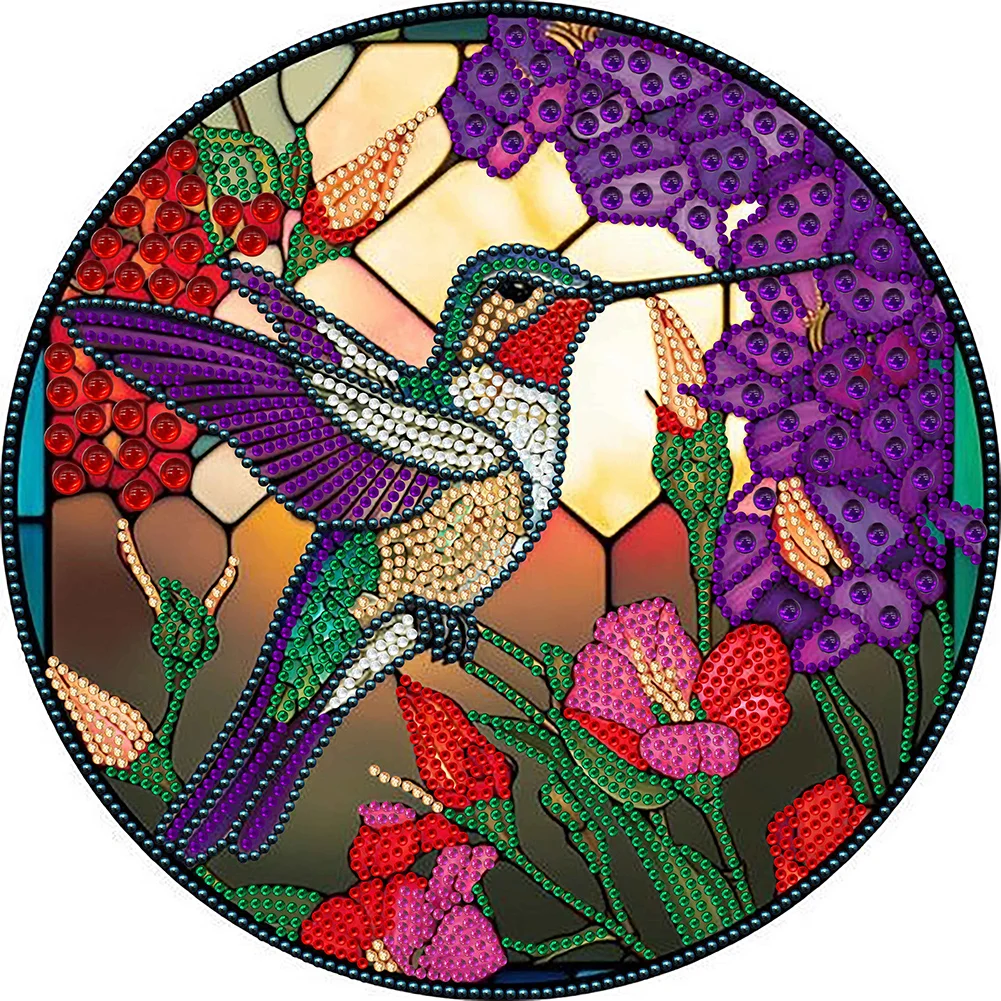 Diamond Painting - Partial Special Shaped Drill - Stain Glass Hummingbird(30*30cm)