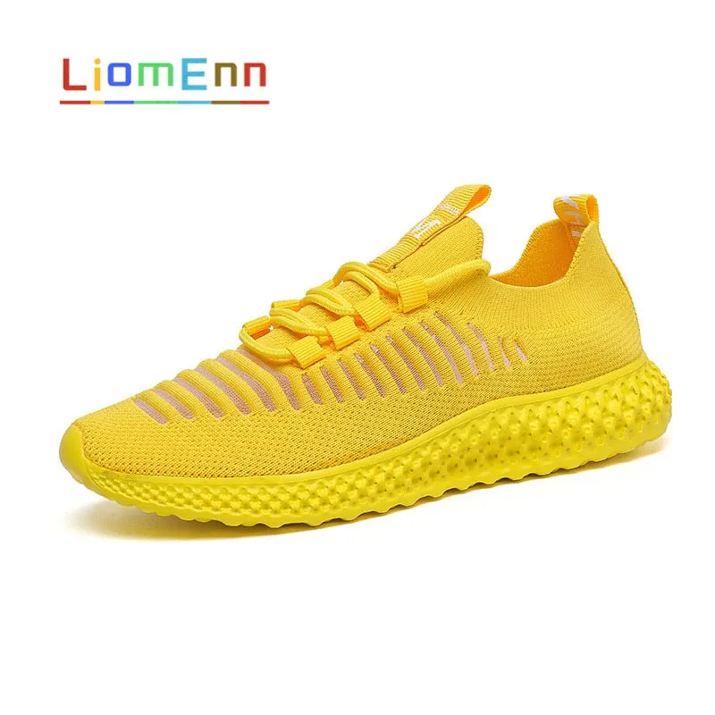Summer Women's Sneakers 2021 Women Running Sport Shoes Woman White Pink Yellow Sneakers Tennis Light Mesh Vulcanize basket femme