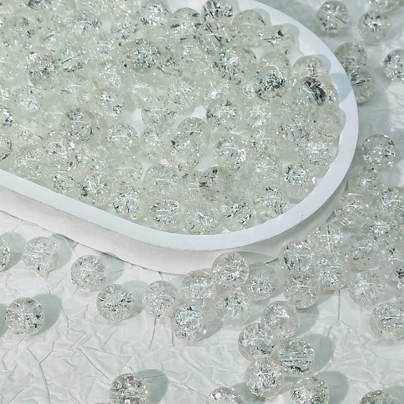 50 PCS/Package Diameter 10mm Diameter 8mm Glass Crackle Glass Beads Round Jewelry Accessories
