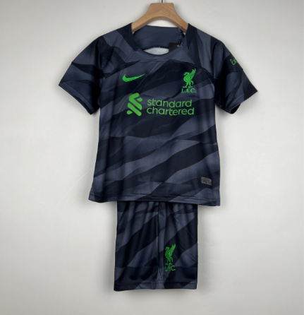 2023-2024 Liverpool goalkeeper Black Kids Kit football jersey