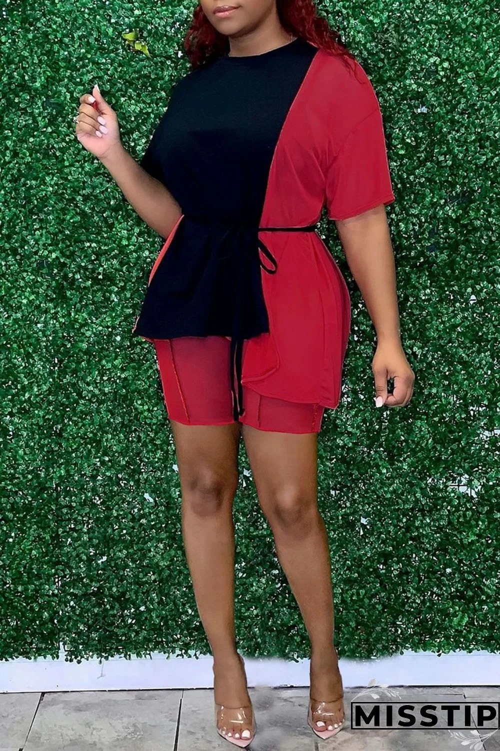 Fluorescent Green Fashion Casual Solid Patchwork O Neck Long Sleeve Two Pieces