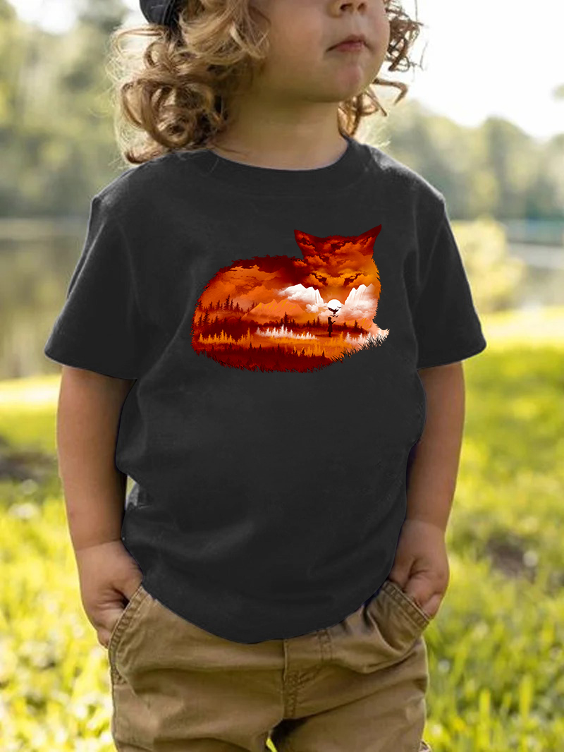 Fox Field Printed Kids Short Sleeve T-Shirt