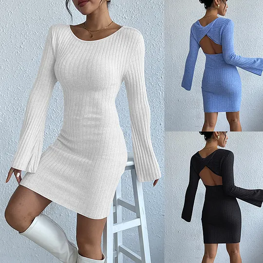 knee length dresses for ladies Long Sleeve Jumper Dress main image 0